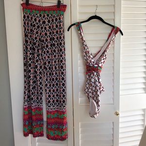 TRINA TURK ONE-PIECE SUIT W/MATCHING BEACH PANTS